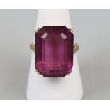 Gold amethyst set ring (Size O½)