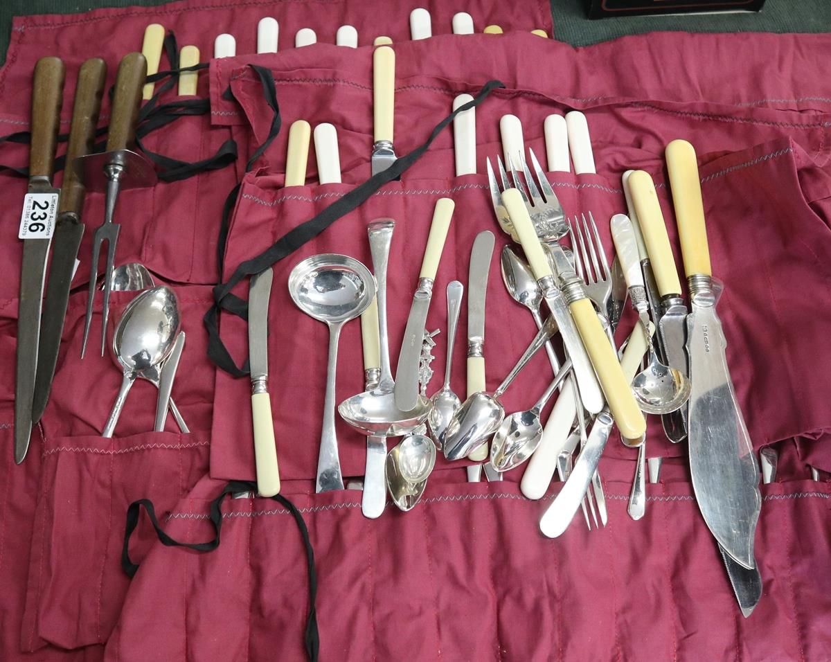 Collection of flatware to include Asprey carving set