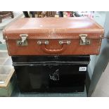 Vintage leather case and metal trunk