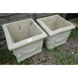 Pair of square stone planters