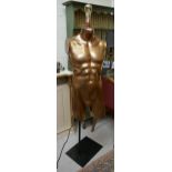 Gold mannequin torso lamp - Approx H: 164cm