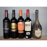 5 bottles of booze to include Charles Lafitte 1985 champagne & Rioja