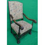 Throne chair with William Morris style fabric
