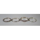 4 silver bangles