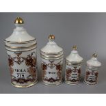 Set of 4 19thC French graduated apothecary jars