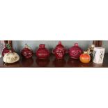 Collection of condiment pots, mostly beetroot to include SylvaC