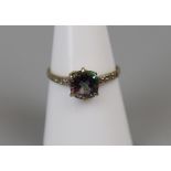 Gold mystic topaz & diamond ring (Size N½)