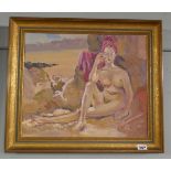 Oil on canvas - Nude - Unsigned possibly Olwen Tarrant - Approx image size: 52cm x 43cm