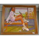 Olwen Tarrant - Oil on board - The Tennis Player - Approx image size: 59cm x 48cm