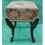Antique square tapestry stool