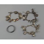 3 silver charm bracelets and another