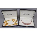 Shipton & Co pink opal silver necklace and Shipton & Co amber necklace