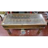 Glass top coffee table made from antique Indian window shutter - Approx size: L: 103cm W: 45cm H: