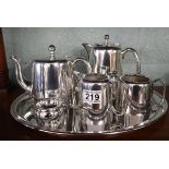 Silver plate tea & coffee service on tray