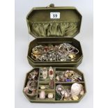 Jewellery box and contents to include silver