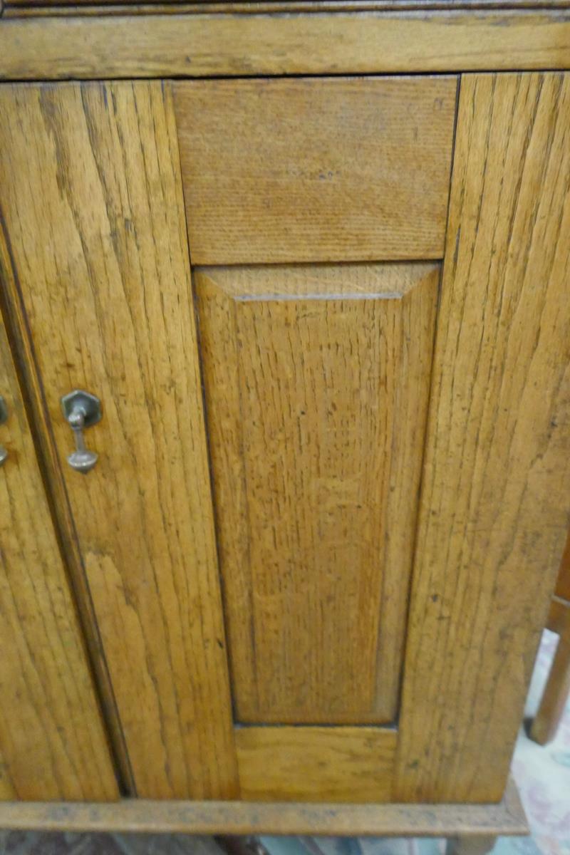 Edwardian oak stationary cupboard - Approx. W:89cm D:32cm H:112cm - Image 7 of 8
