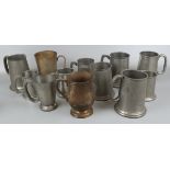 Collection of pewter tankards