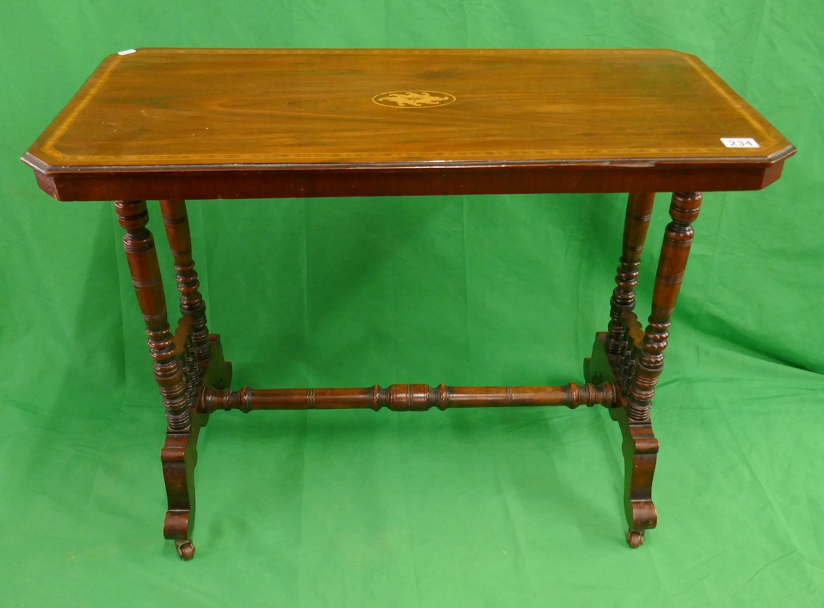 Victorian inlaid centre table - Approx. L:89cm W:43cm H:68cm