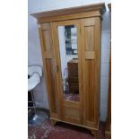 Satin-walnut wardrobe with mirror - Approx. W:96cm D:45cm H:191cm