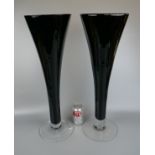 Pair of tall red glass vases - Approx. H:63cm