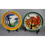 2 Ltd edition Wedgwood Clarice Cliff plates - Blue Firs and Orange Erin