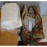 Large collection of linen to include vintage floral holdall