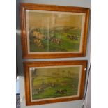 2 early framed hunting prints