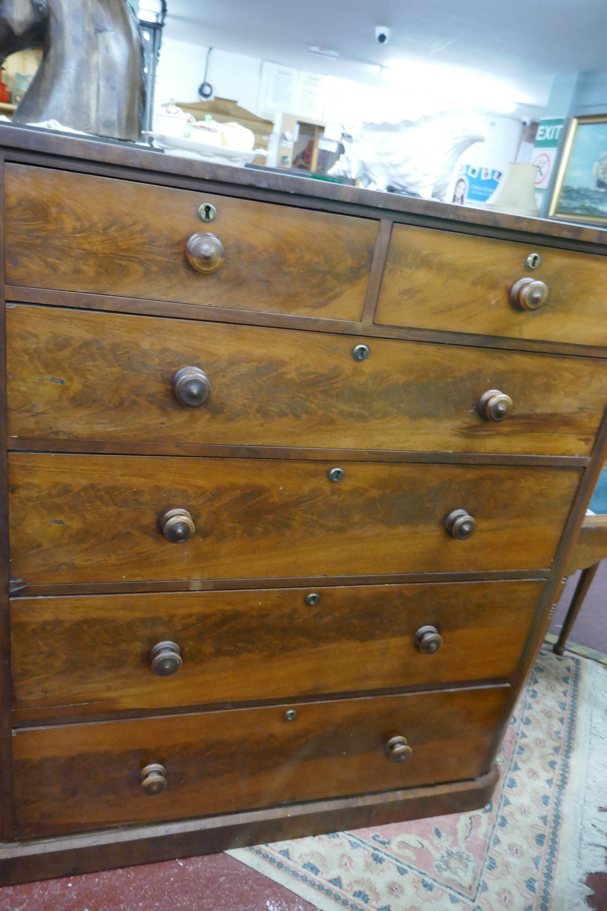 Tall antique mahogany chest of drawers - Approx. W:118cm D:54cm H:133cm - Image 3 of 4