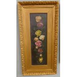 Oil on canvas of flowers in ornate frame - Approx. IS 13cm x 43cm