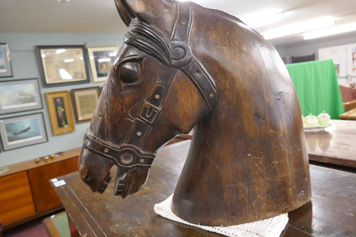 Fine carved horse bust - Approx. H:45cm - Bild 5 aus 8