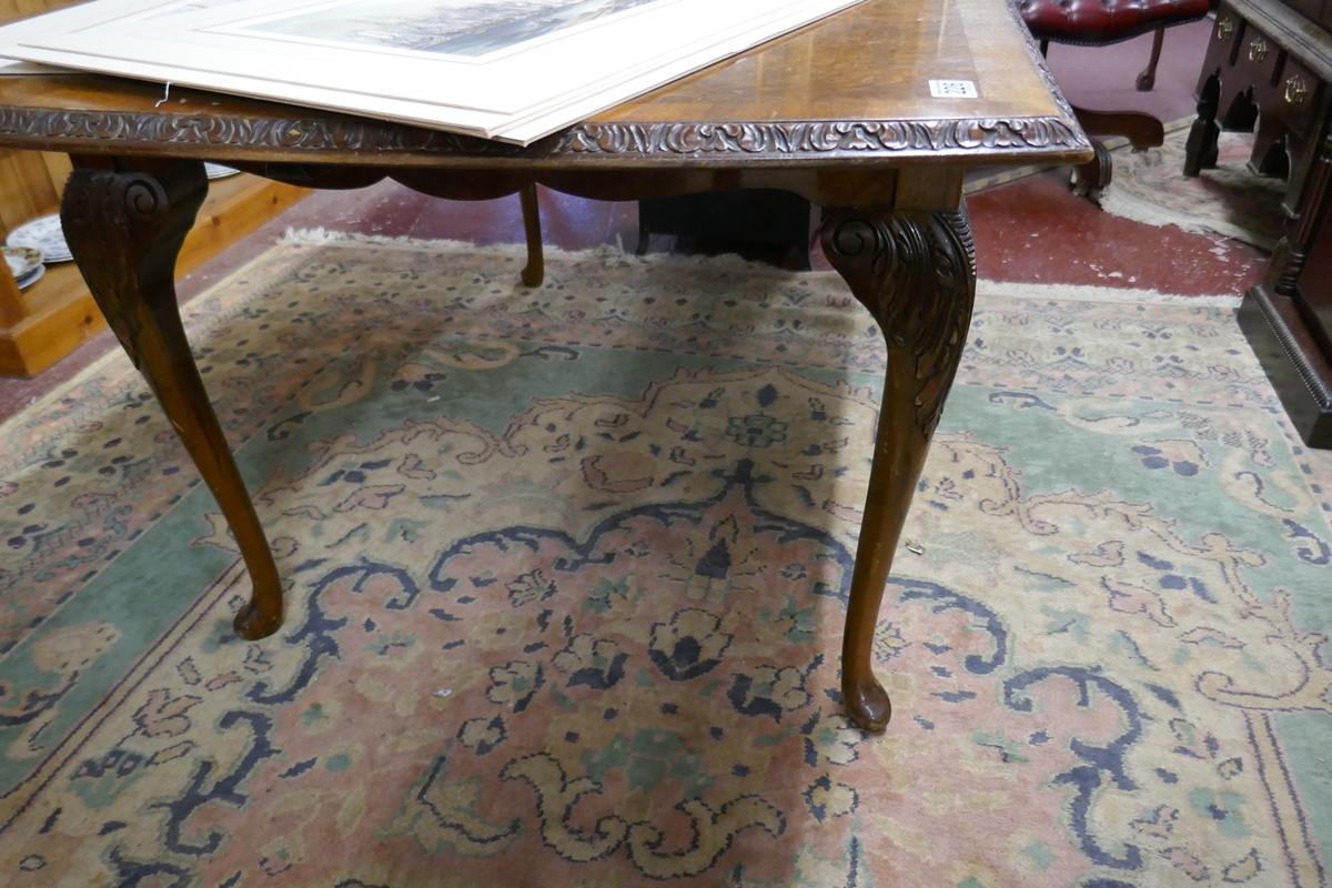 Figured walnut extending table with leaf - Approx. L:178cm W:92cm H:77cm - Image 5 of 6