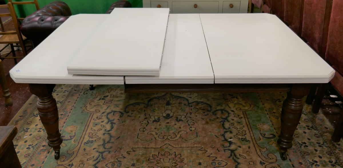 Edwardian wind out dining table with painted top - Approx. L:224cm W:120cm H:74cm