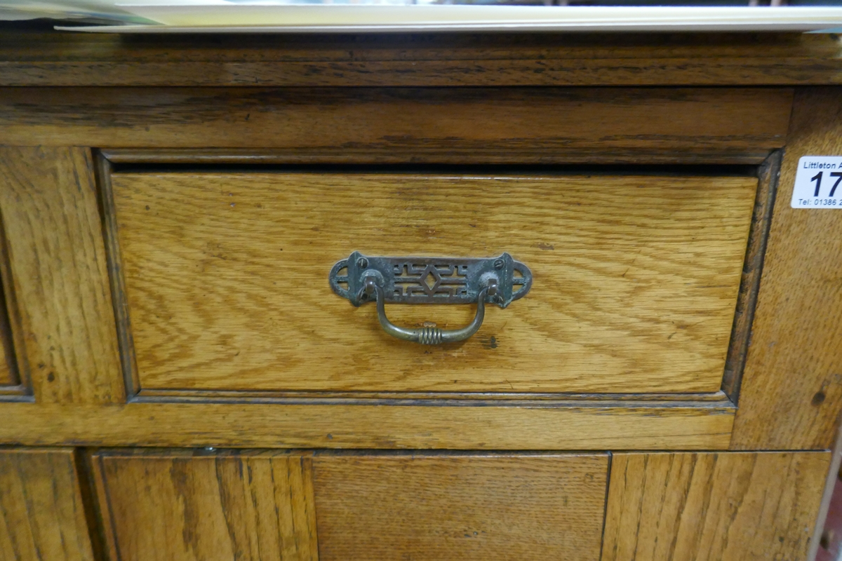 Edwardian oak stationary cupboard - Approx. W:89cm D:32cm H:112cm - Image 3 of 8