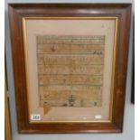 Early framed sampler by Margret Oulsnam dated 1803 - Approx. IS 26cm x 29cm