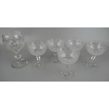 Collection of 1930's champagne glasses and a rummer