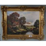 Oil on canvas river scene signed Vincent Selby - Approx. IS 39cm x 28cm