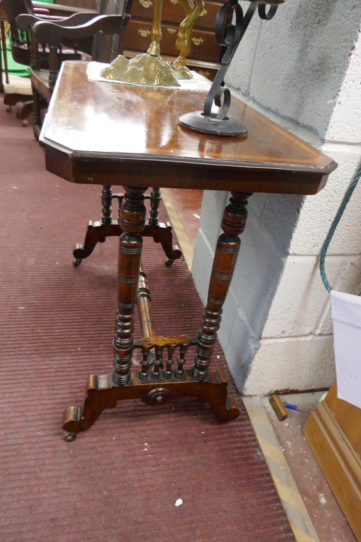 Victorian inlaid centre table - Approx. L:89cm W:43cm H:68cm - Image 4 of 6
