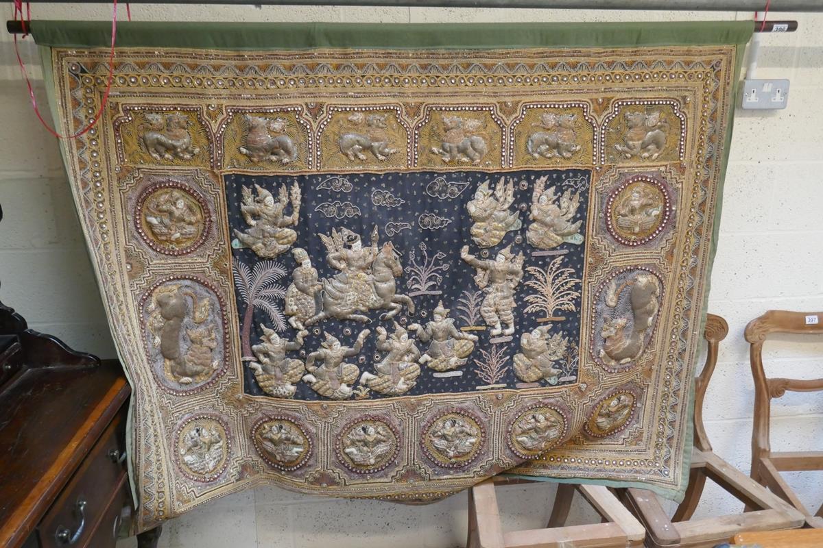 Large Burmese tapestry - Approx. 174cm x 130cm