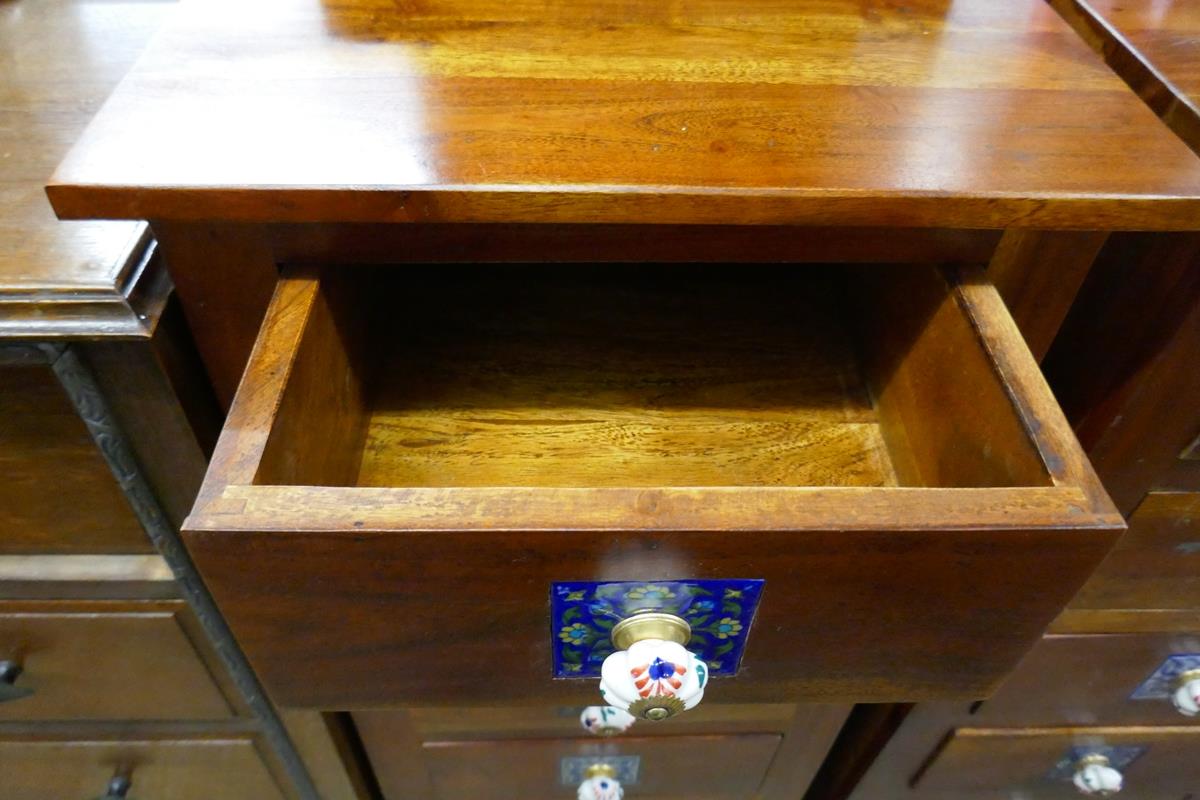 Pair of hardwood bedside chests with ceramic handles - Approx. W:46cm D:45cm H:111cm - Image 6 of 10