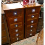 Pair of hardwood bedside chests with ceramic handles - Approx. W:46cm D:45cm H:111cm