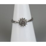 White gold diamond cluster ring - Approx size N
