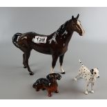 Beswick Horse and 2 Beswick Dogs