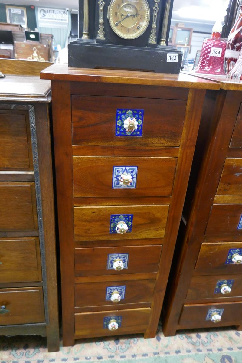 Pair of hardwood bedside chests with ceramic handles - Approx. W:46cm D:45cm H:111cm - Image 4 of 10