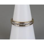 Gold ½ hoop diamond set ring - Approx size N½