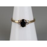 Gold sapphire set ring - Approx size O