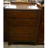 Oak chest of 4 drawers - Approx. W: 77cm D: 48cm H: 111cm