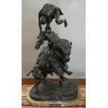 Large bronze on marble base The Buffalo Horse attributed to Fredrick Remmington 1861-1909 -
