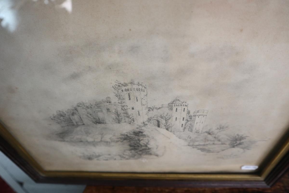Early Victorian sketch of Raglan Castle signed M E Roberts 1853 - Image 3 of 4