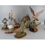 Collection of 6 large ornamental bird figures