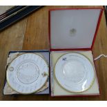 Two Royal Worcester Ashes memorabilia plates.